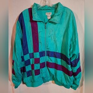 Vintage Lavon By Cherrful Corp Track Jacket In Colorblock Teal Size Large